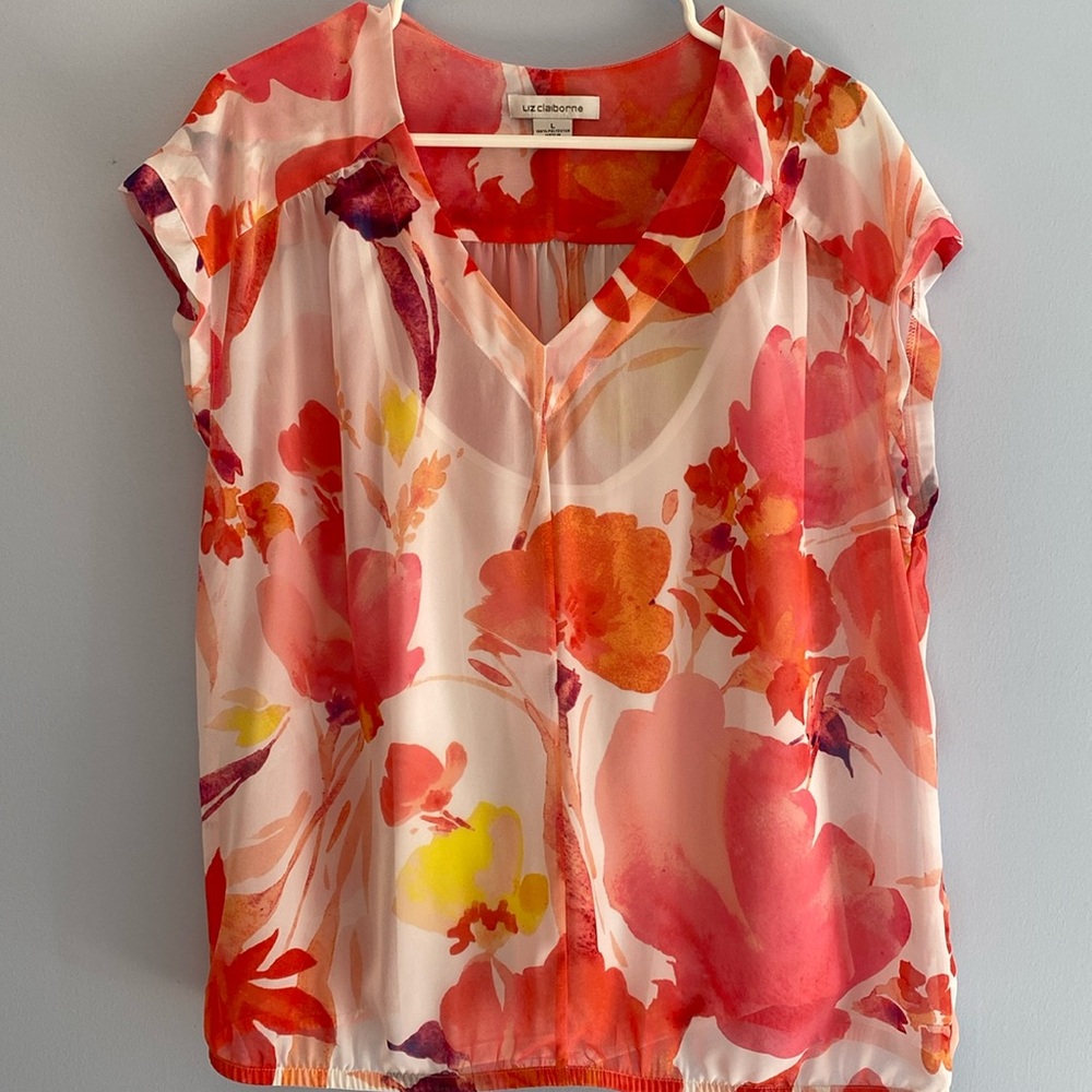 Liz Claiborne Women’s Floral Sheer Blouse
